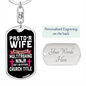 To My Wife Pastor's Wife Ninja Keychain Stainless Steel or 18k Gold Dog Tag Keyring-Express Your Love Gifts