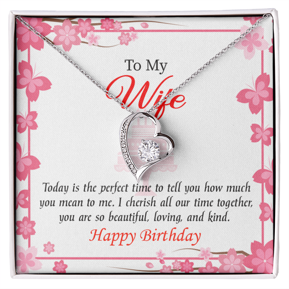 To My Wife Perfect Time Forever Birthday Message Necklace w Message Card-Express Your Love Gifts