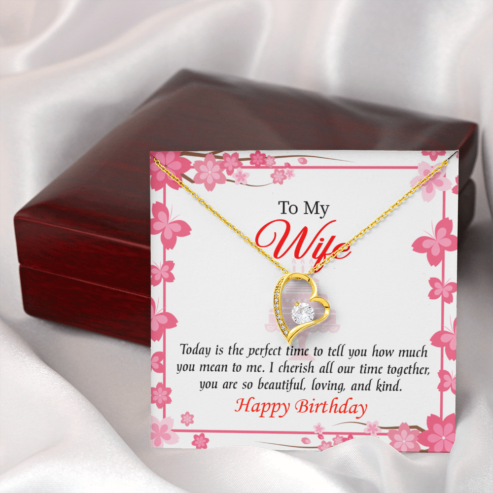 To My Wife Perfect Time Forever Birthday Message Necklace w Message Card-Express Your Love Gifts