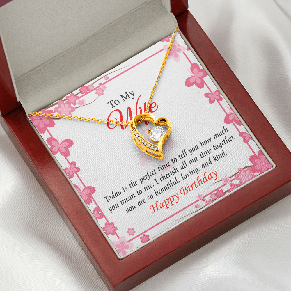 To My Wife Perfect Time Forever Birthday Message Necklace w Message Card-Express Your Love Gifts
