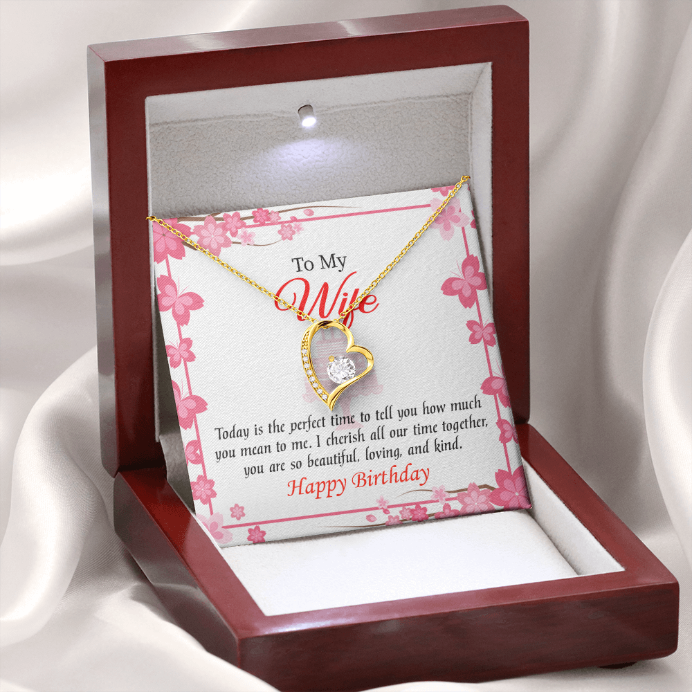 To My Wife Perfect Time Forever Birthday Message Necklace w Message Card-Express Your Love Gifts