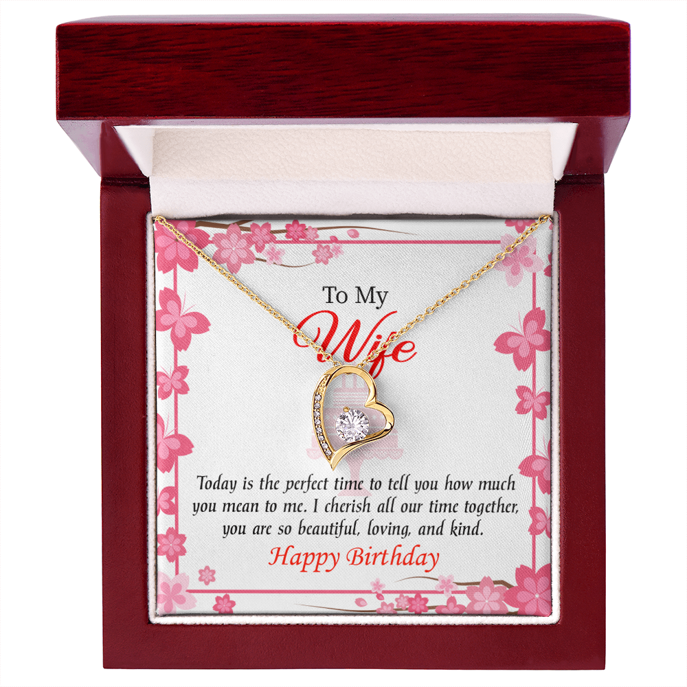 To My Wife Perfect Time Forever Birthday Message Necklace w Message Card-Express Your Love Gifts