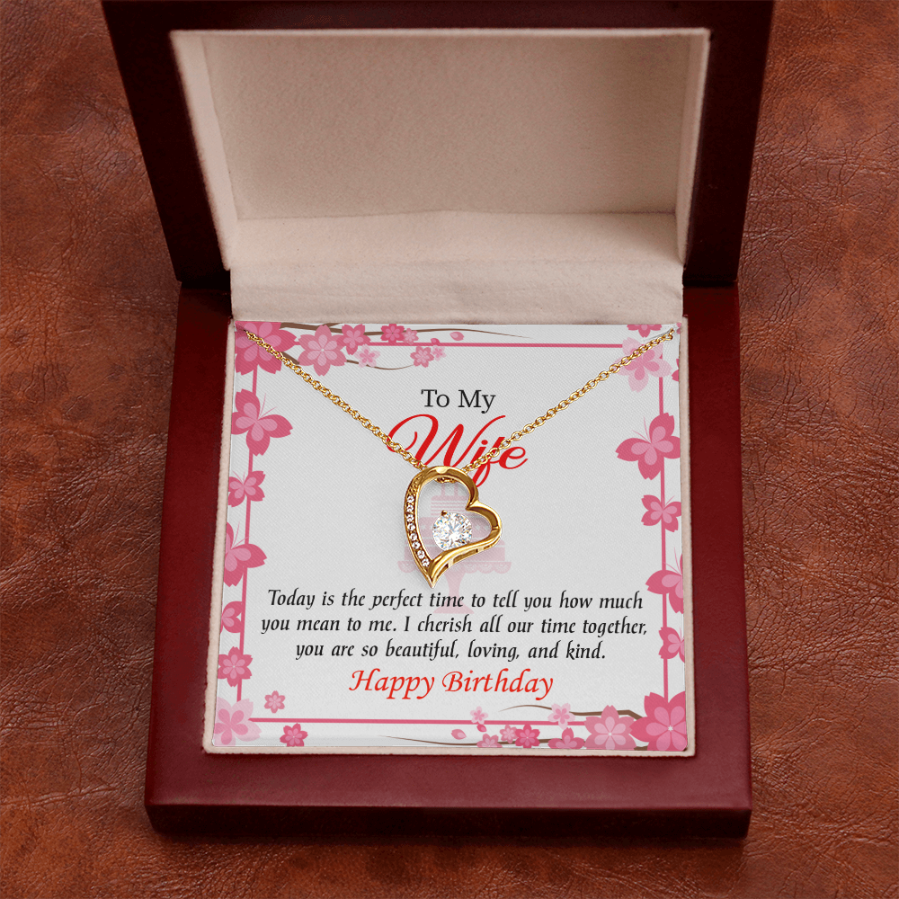 To My Wife Perfect Time Forever Birthday Message Necklace w Message Card-Express Your Love Gifts