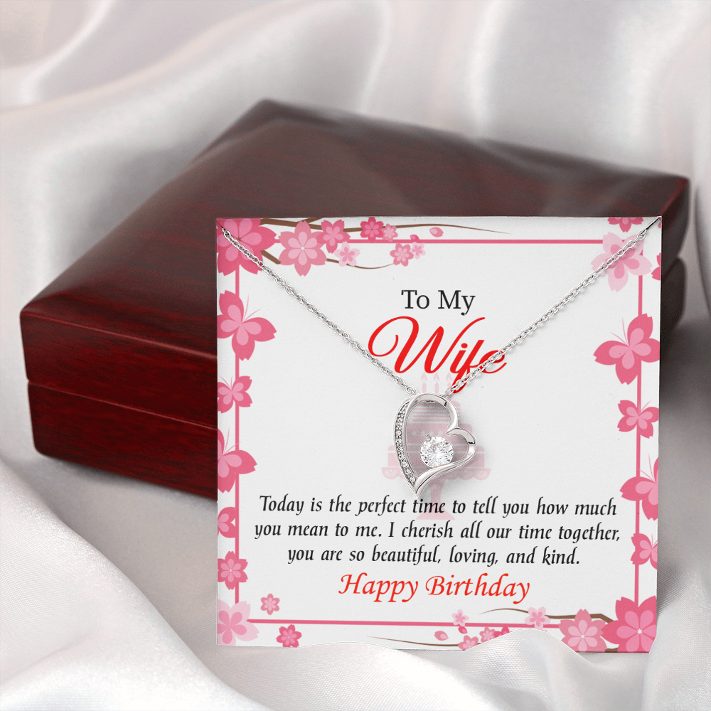 To My Wife Perfect Time Forever Birthday Message Necklace w Message Card-Express Your Love Gifts