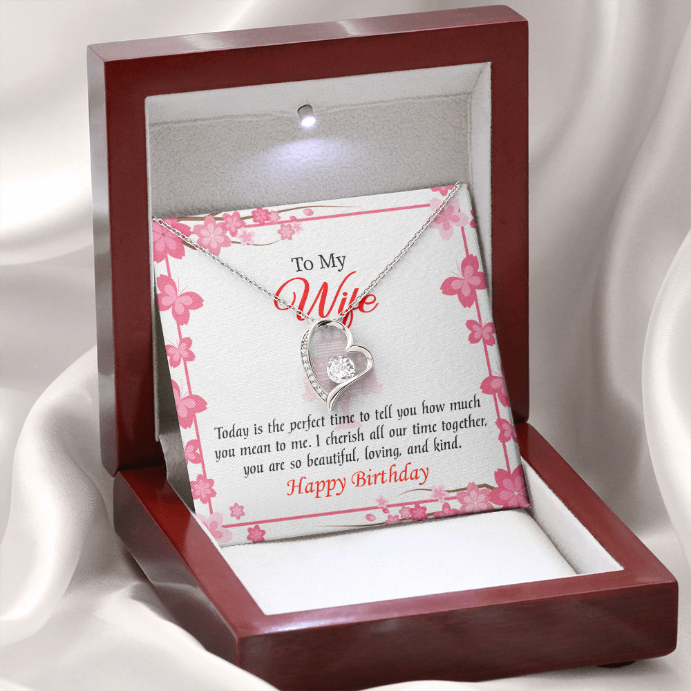 To My Wife Perfect Time Forever Birthday Message Necklace w Message Card-Express Your Love Gifts