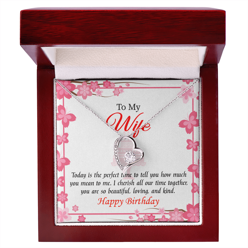 To My Wife Perfect Time Forever Birthday Message Necklace w Message Card-Express Your Love Gifts
