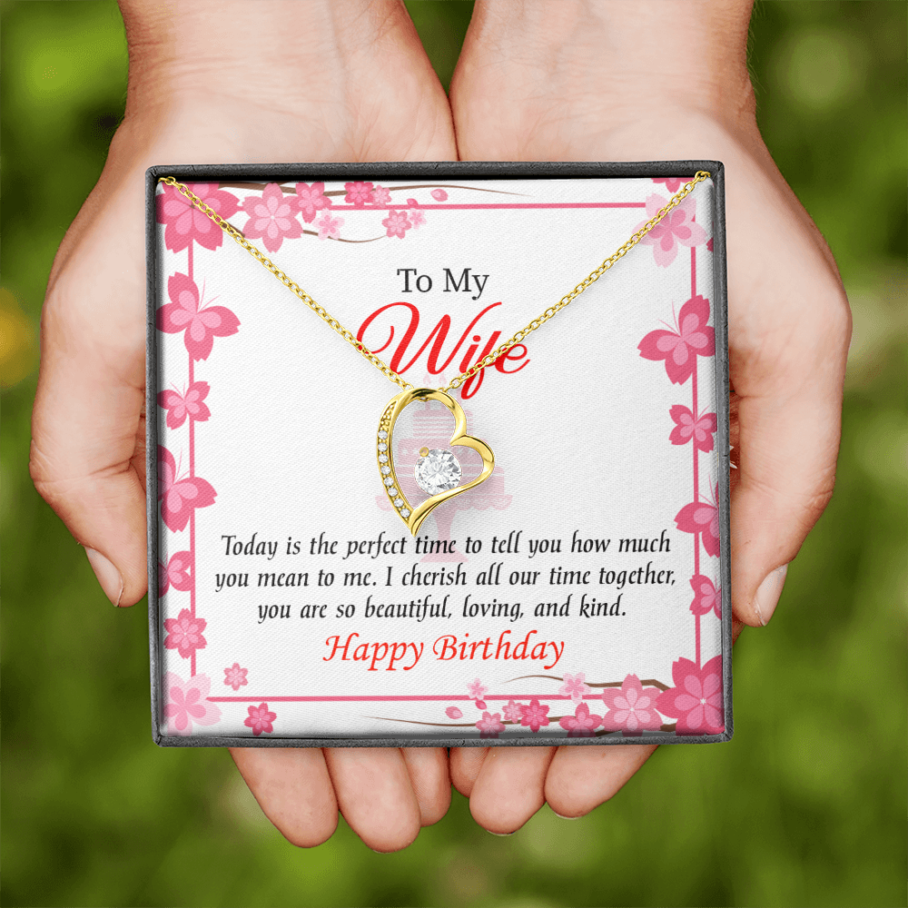 To My Wife Perfect Time Forever Birthday Message Necklace w Message Card-Express Your Love Gifts