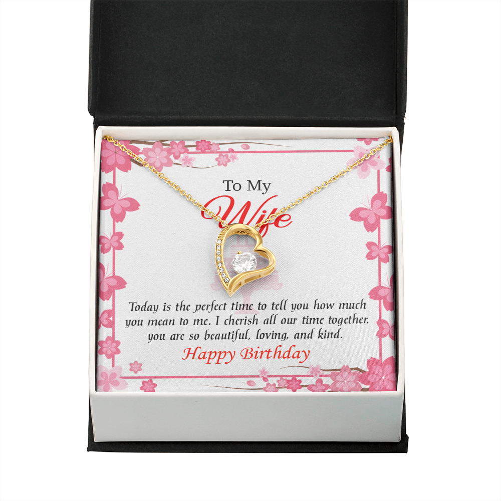 To My Wife Perfect Time Forever Birthday Message Necklace w Message Card-Express Your Love Gifts