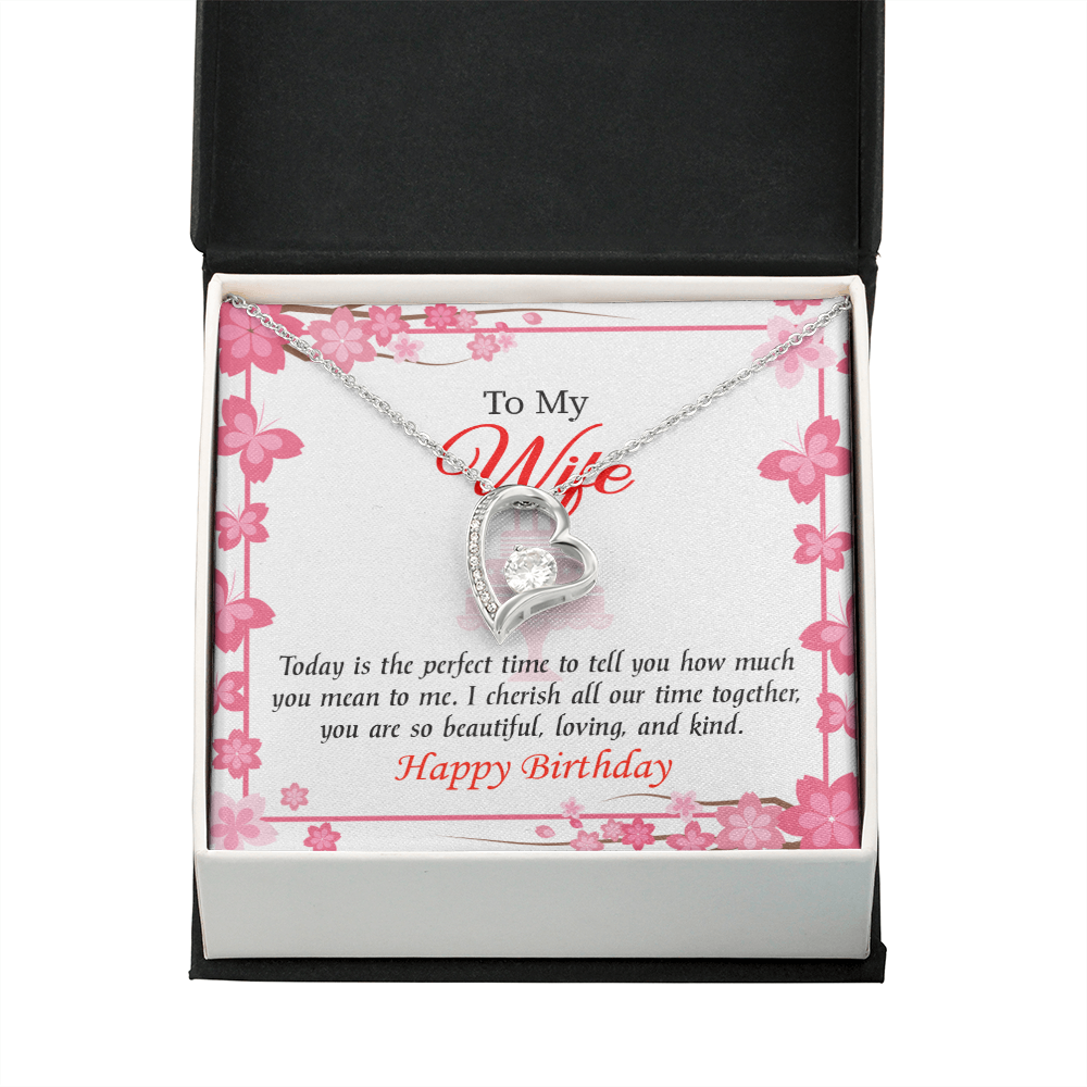 To My Wife Perfect Time Forever Birthday Message Necklace w Message Card-Express Your Love Gifts