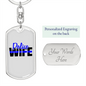To My Wife Police Wife Keychain Stainless Steel or 18k Gold Dog Tag Keyring-Express Your Love Gifts