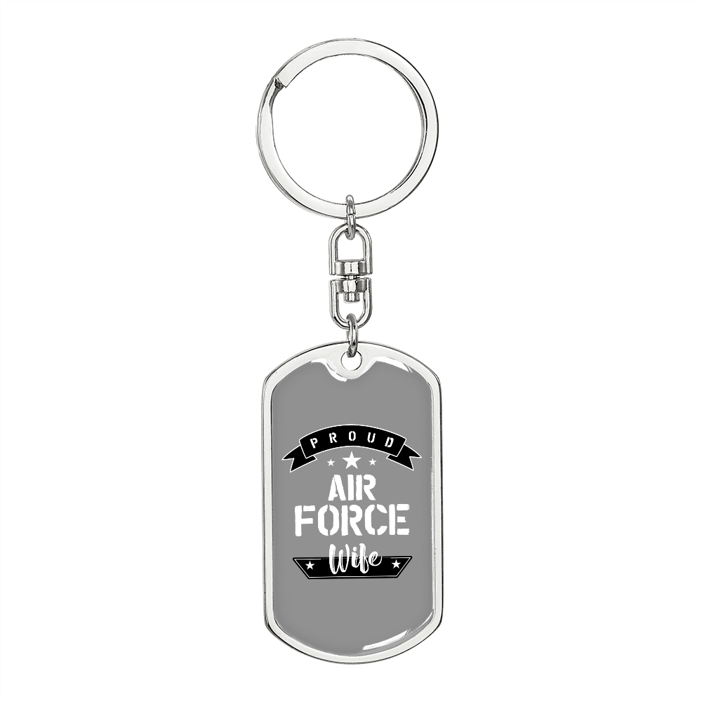 To My Wife Proud Air Force Wife TranspArent Keychain Stainless Steel or 18k Gold Dog Tag Keyring-Express Your Love Gifts