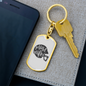 To My Wife Proud Wife Football Plain Keychain Stainless Steel or 18k Gold Dog Tag Keyring-Express Your Love Gifts