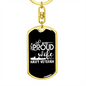 To My Wife Proud Wife of A Navy Veteran Keychain Stainless Steel or 18k Gold Dog Tag Keyring-Express Your Love Gifts
