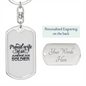 To My Wife Proud Wife of an American Soldier Keychain Stainless Steel or 18k Gold Dog Tag Keyring-Express Your Love Gifts