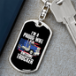 To My Wife Proud Wife of an Awesome Trucker Keychain Stainless Steel or 18k Gold Dog Tag Keyring-Express Your Love Gifts