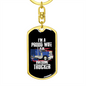 To My Wife Proud Wife of an Awesome Trucker Keychain Stainless Steel or 18k Gold Dog Tag Keyring-Express Your Love Gifts