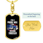 To My Wife Proud Wife of an Awesome Trucker Keychain Stainless Steel or 18k Gold Dog Tag Keyring-Express Your Love Gifts