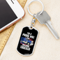 To My Wife Proud Wife of an Awesome Trucker Keychain Stainless Steel or 18k Gold Dog Tag Keyring-Express Your Love Gifts
