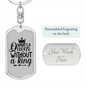To My Wife Queen Without A King Keychain Stainless Steel or 18k Gold Dog Tag Keyring-Express Your Love Gifts
