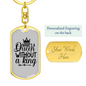 To My Wife Queen Without A King Keychain Stainless Steel or 18k Gold Dog Tag Keyring-Express Your Love Gifts