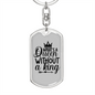 To My Wife Queen Without A King Keychain Stainless Steel or 18k Gold Dog Tag Keyring-Express Your Love Gifts