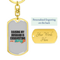 To My Wife Raising My Husband is Exhausting Keychain Stainless Steel or 18k Gold Dog Tag Keyring-Express Your Love Gifts