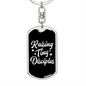 To My Wife Raising Tiny Disciples Keychain Stainless Steel or 18k Gold Dog Tag Keyring-Express Your Love Gifts