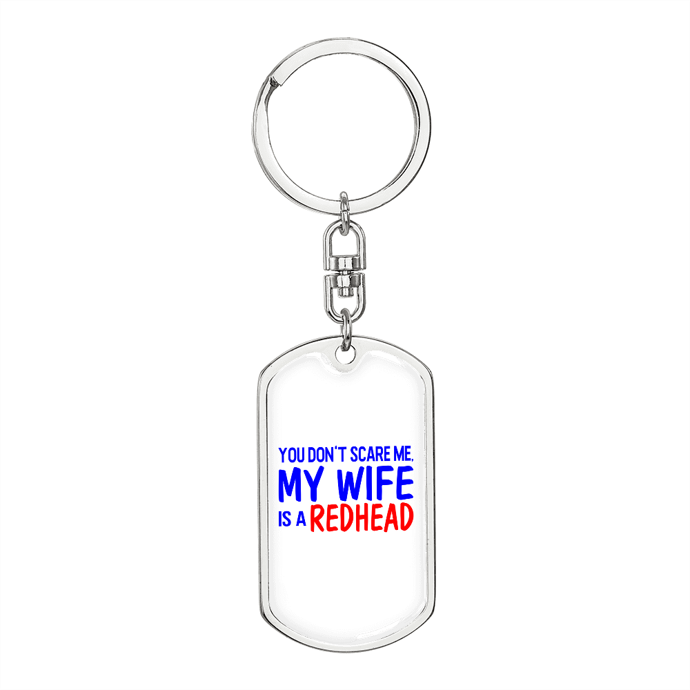 To My Wife Redhead Wife Keychain Stainless Steel or 18k Gold Dog Tag Keyring-Express Your Love Gifts