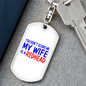To My Wife Redhead Wife Keychain Stainless Steel or 18k Gold Dog Tag Keyring-Express Your Love Gifts
