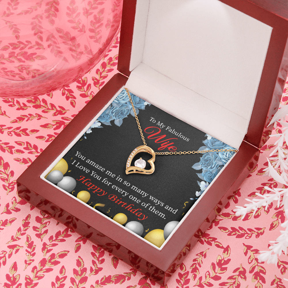 To My Wife Simply Amazing Wife Birthday Message Forever Necklace w Message Card-Express Your Love Gifts
