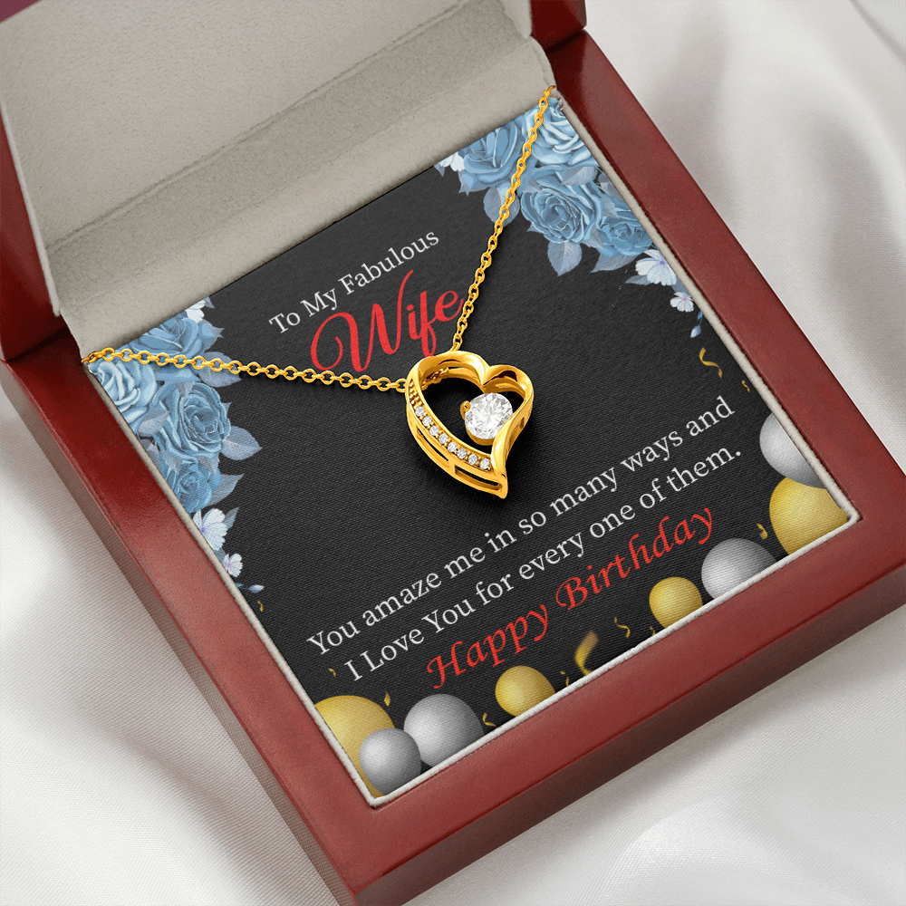 To My Wife Simply Amazing Wife Birthday Message Forever Necklace w Message Card-Express Your Love Gifts