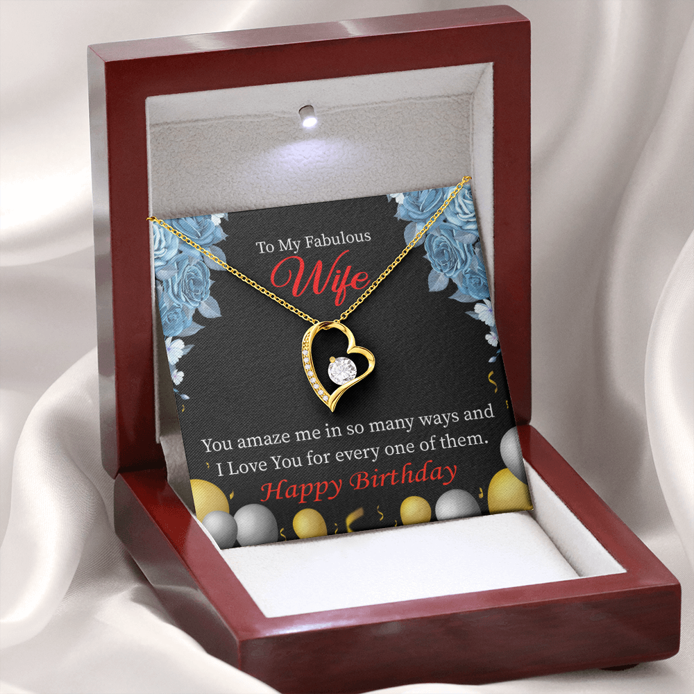 To My Wife Simply Amazing Wife Birthday Message Forever Necklace w Message Card-Express Your Love Gifts