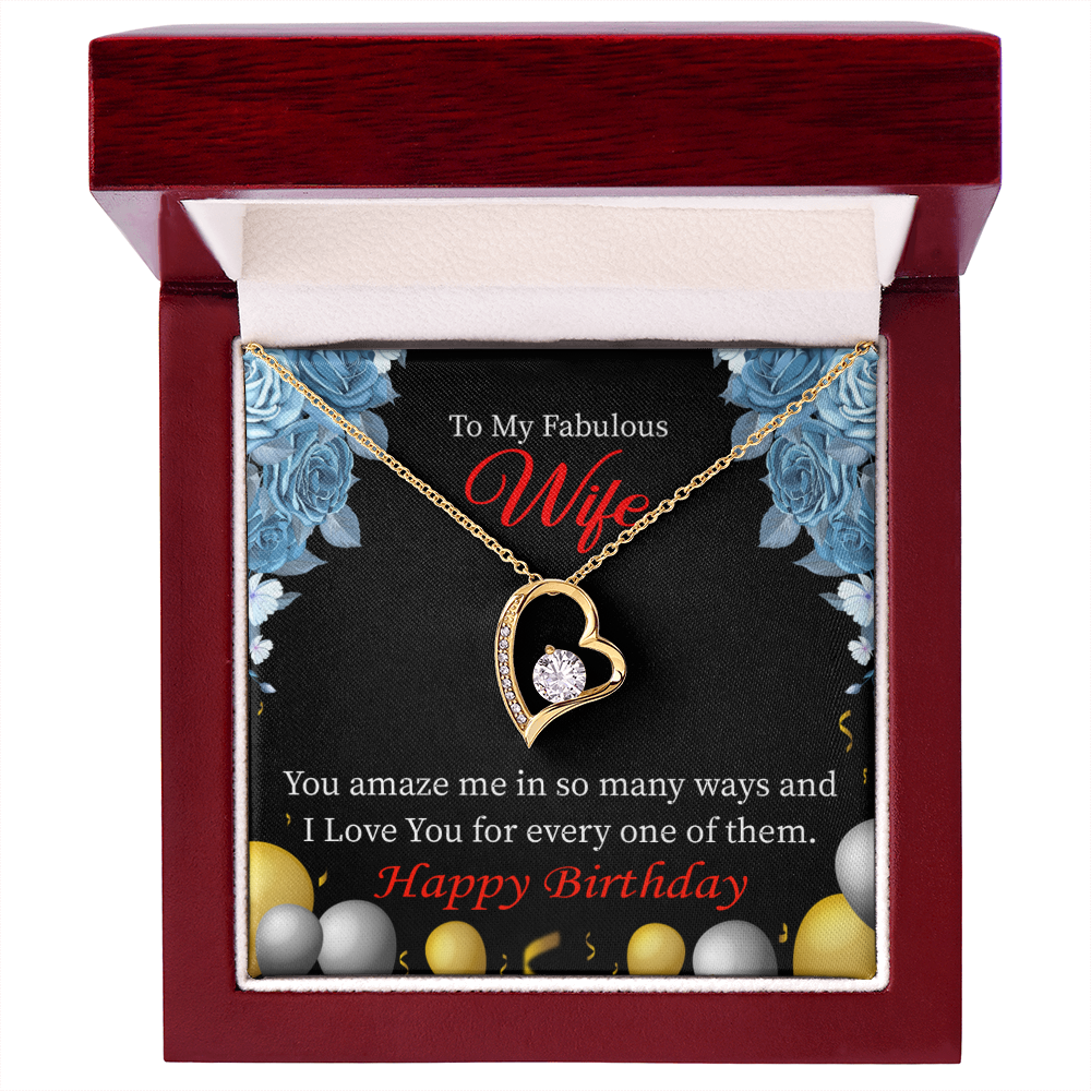 To My Wife Simply Amazing Wife Birthday Message Forever Necklace w Message Card-Express Your Love Gifts