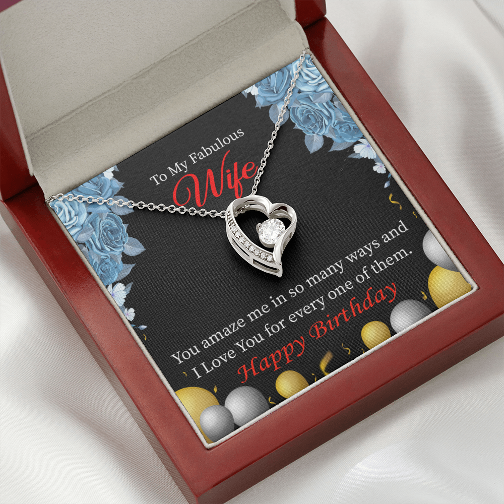 To My Wife Simply Amazing Wife Birthday Message Forever Necklace w Message Card-Express Your Love Gifts