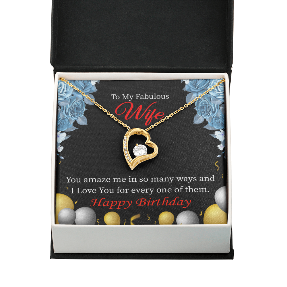 To My Wife Simply Amazing Wife Birthday Message Forever Necklace w Message Card-Express Your Love Gifts