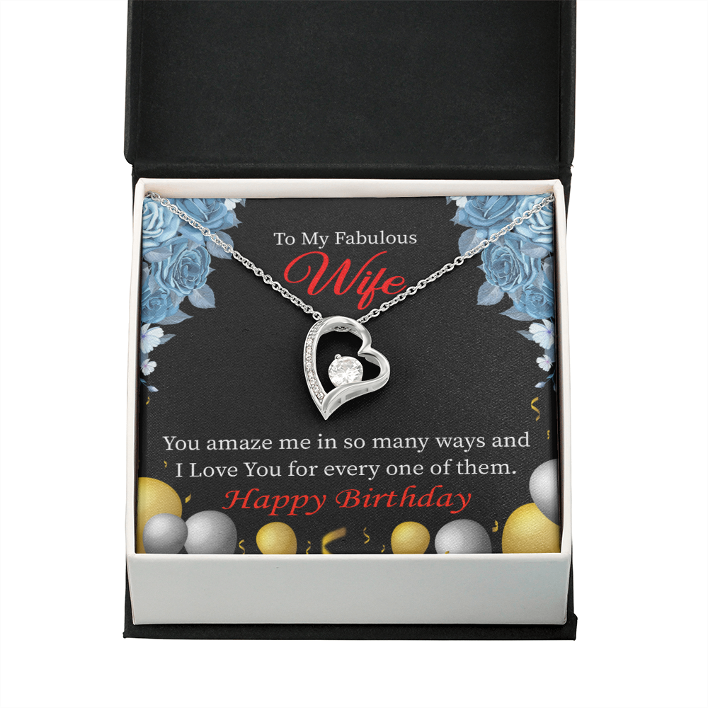 To My Wife Simply Amazing Wife Birthday Message Forever Necklace w Message Card-Express Your Love Gifts