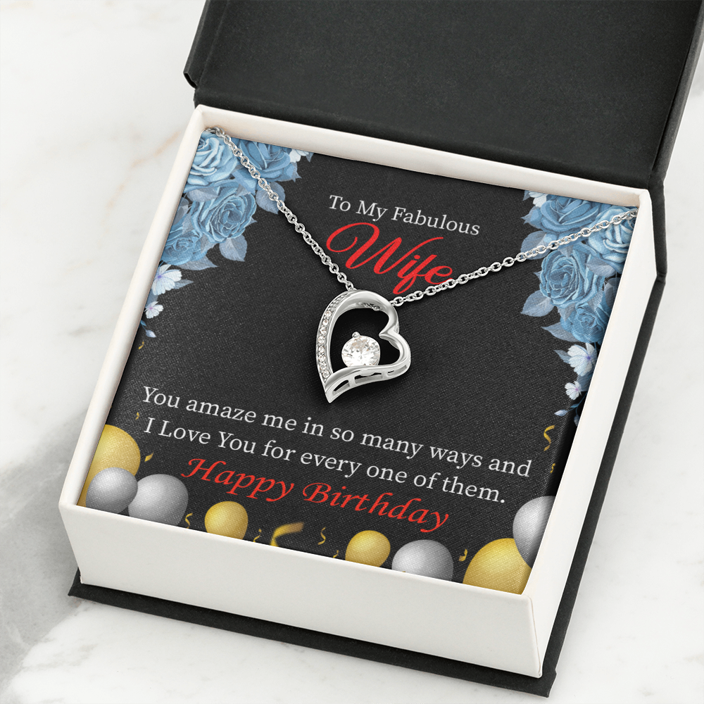 To My Wife Simply Amazing Wife Birthday Message Forever Necklace w Message Card-Express Your Love Gifts