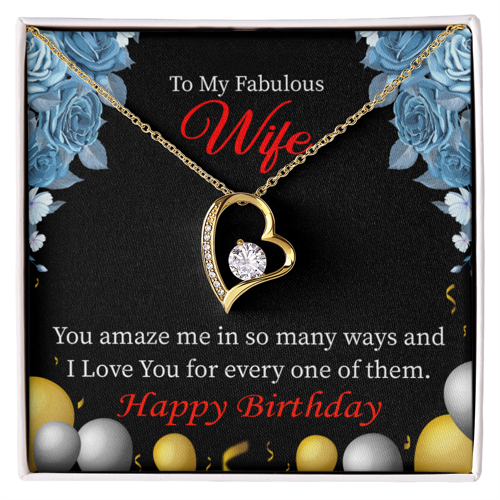 To My Wife Simply Amazing Wife Birthday Message Forever Necklace w Message Card-Express Your Love Gifts