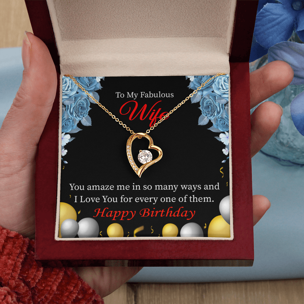 To My Wife Simply Amazing Wife Birthday Message Forever Necklace w Message Card-Express Your Love Gifts