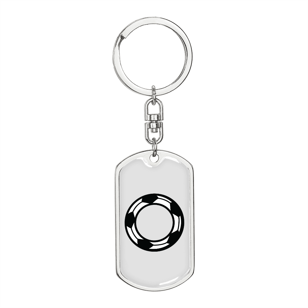 To My Wife Soccer Ball Monogram Keychain Stainless Steel or 18k Gold Dog Tag Keyring-Express Your Love Gifts