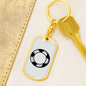 To My Wife Soccer Ball Monogram Keychain Stainless Steel or 18k Gold Dog Tag Keyring-Express Your Love Gifts