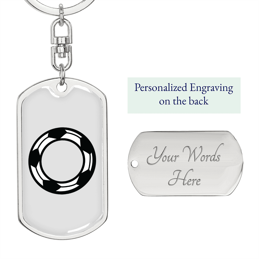 To My Wife Soccer Ball Monogram Keychain Stainless Steel or 18k Gold Dog Tag Keyring-Express Your Love Gifts