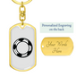 To My Wife Soccer Ball Monogram Keychain Stainless Steel or 18k Gold Dog Tag Keyring-Express Your Love Gifts