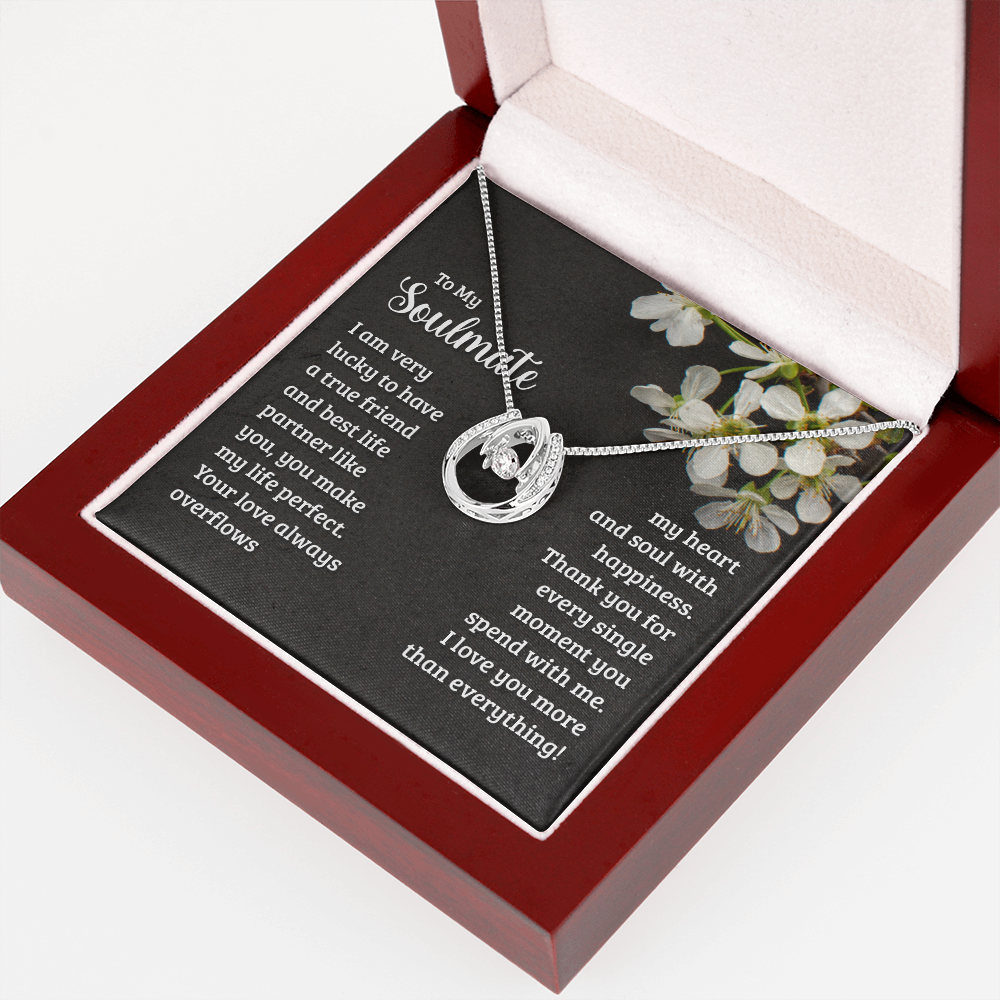 To My Wife Soulmate True Friend Lucky Horseshoe Necklace Message Card 14k w CZ Crystals-Express Your Love Gifts