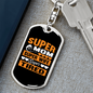 To My Wife Super Mom Super Tired Keychain Stainless Steel or 18k Gold Dog Tag Keyring-Express Your Love Gifts