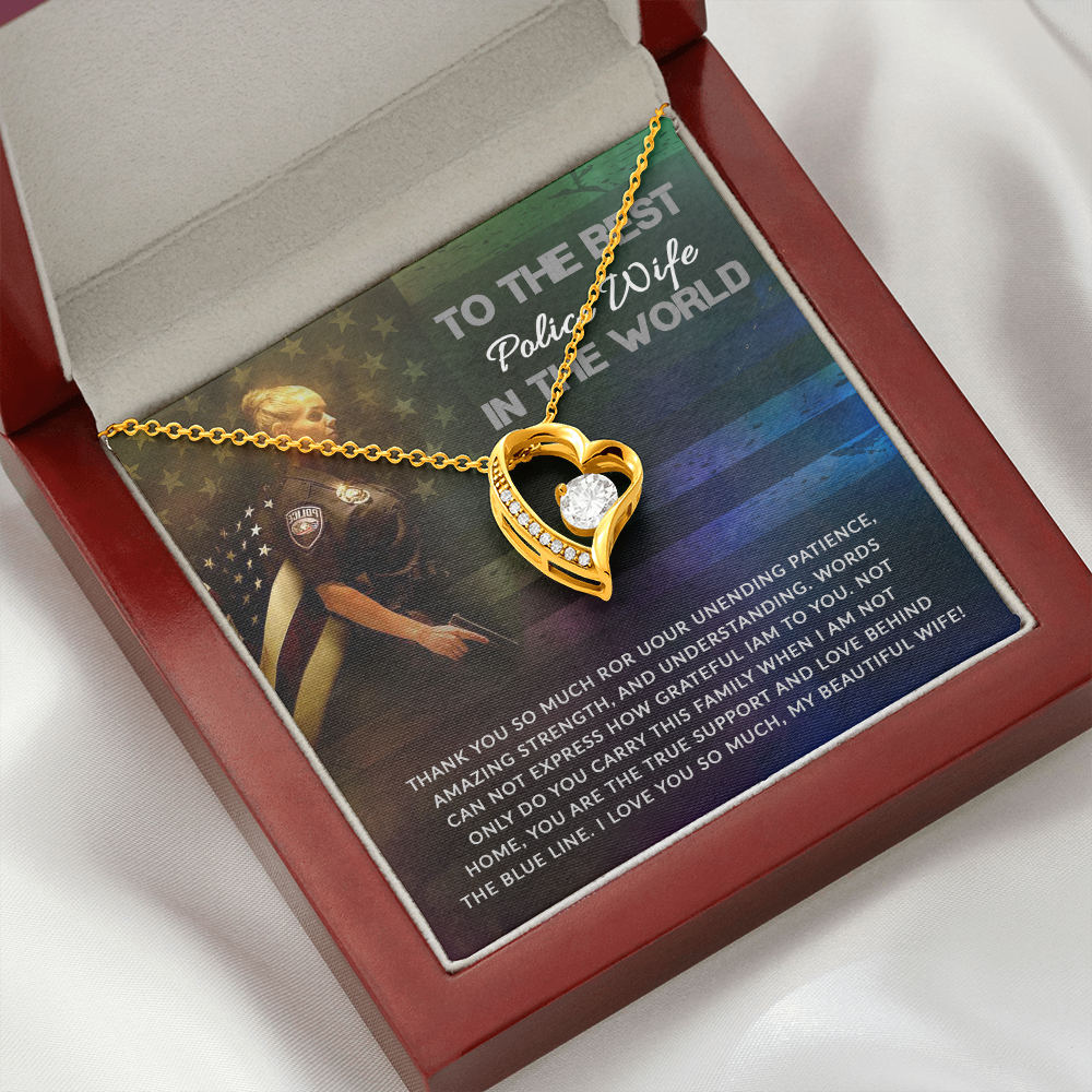 To My Wife Support and Love Police Wife Forever Necklace w Message Card-Express Your Love Gifts