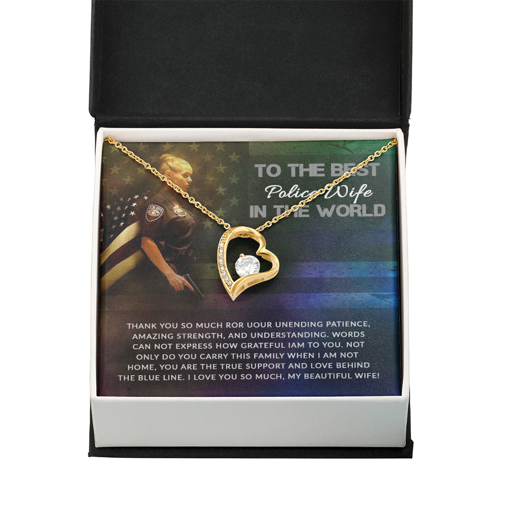 To My Wife Support and Love Police Wife Forever Necklace w Message Card-Express Your Love Gifts