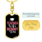 To My Wife Teacher Wife Mommy TranspArent Red Keychain Stainless Steel or 18k Gold Dog Tag Keyring-Express Your Love Gifts