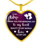 To My Wife Thank You For Bringing Necklace Stainless Steel or 18k Gold Heart 18-22"-Express Your Love Gifts