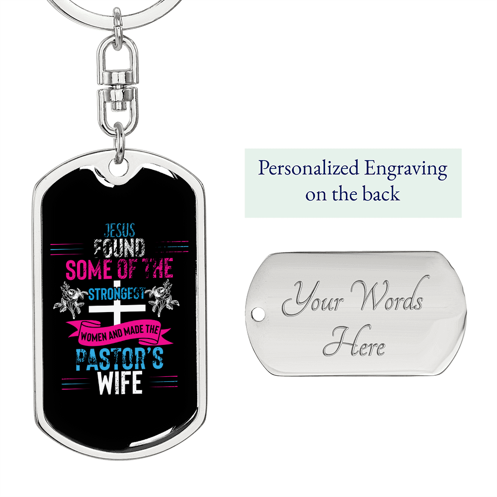 To My Wife The Pastor's Wife Keychain Stainless Steel or 18k Gold Dog Tag Keyring-Express Your Love Gifts
